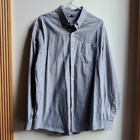 Eddie Bauer Gray Pin Striped Button Down Shirt Size Large - Picture 10 of 14